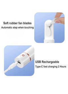 OUYoo OUYoo Portable Mini Fan,Foldable Handheld Fan USB Rechargeable Fan,3 Speed Personal Small Pocket Fan,Battery Operated Fan with Power Bank,Travel Hand Fan for Girl Women Outdoor.(White)  - Image 4