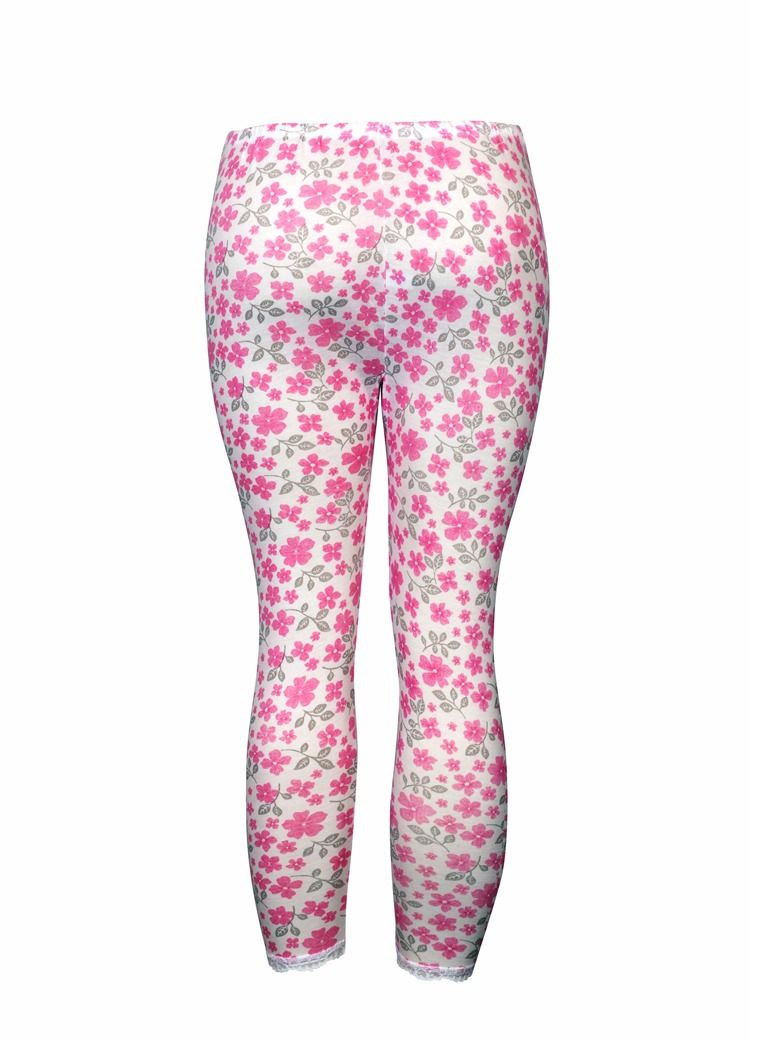 City Rose Full Length inner Leggings with Elasticized Waistband Women white Floral - Image 2
