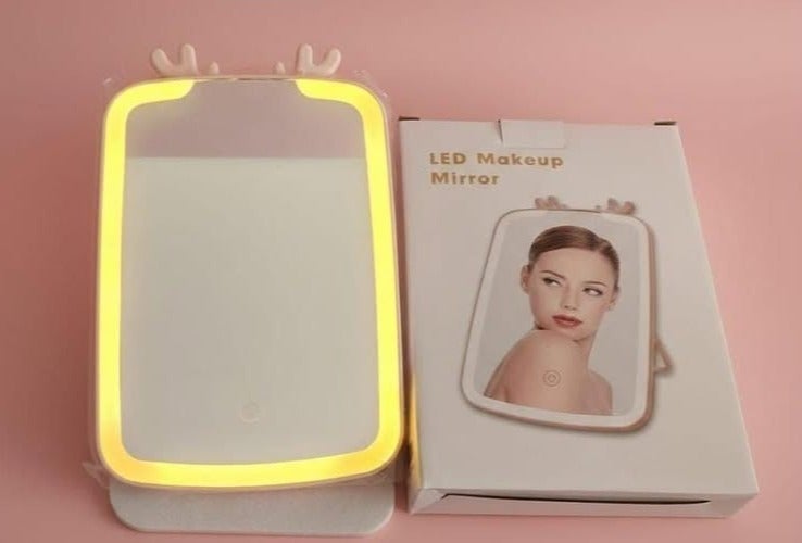 مراة  للمكياج قابلة لاعادة الشحن  مع اضواء LED، مراة تجميل محمولة مضيئة بـ3 الوان وشاشة تعمل باللمس - Image 5