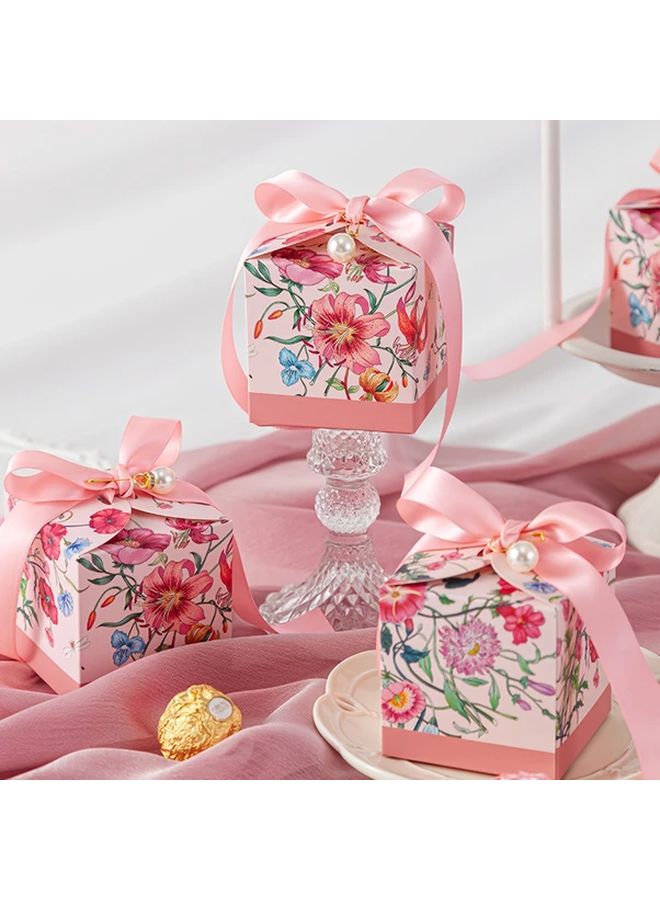 Champagne Paper Flower Gift Box With Ribbon For Wedding Favors Supplies 5Pcs - Image 4