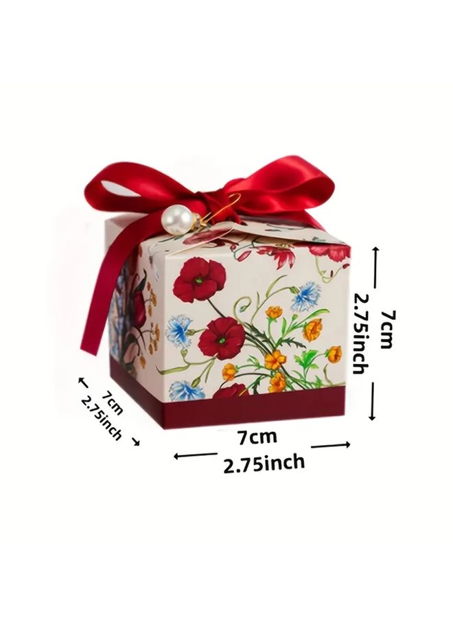 Champagne Paper Flower Gift Box With Ribbon For Wedding Favors Supplies 5Pcs - Image 2