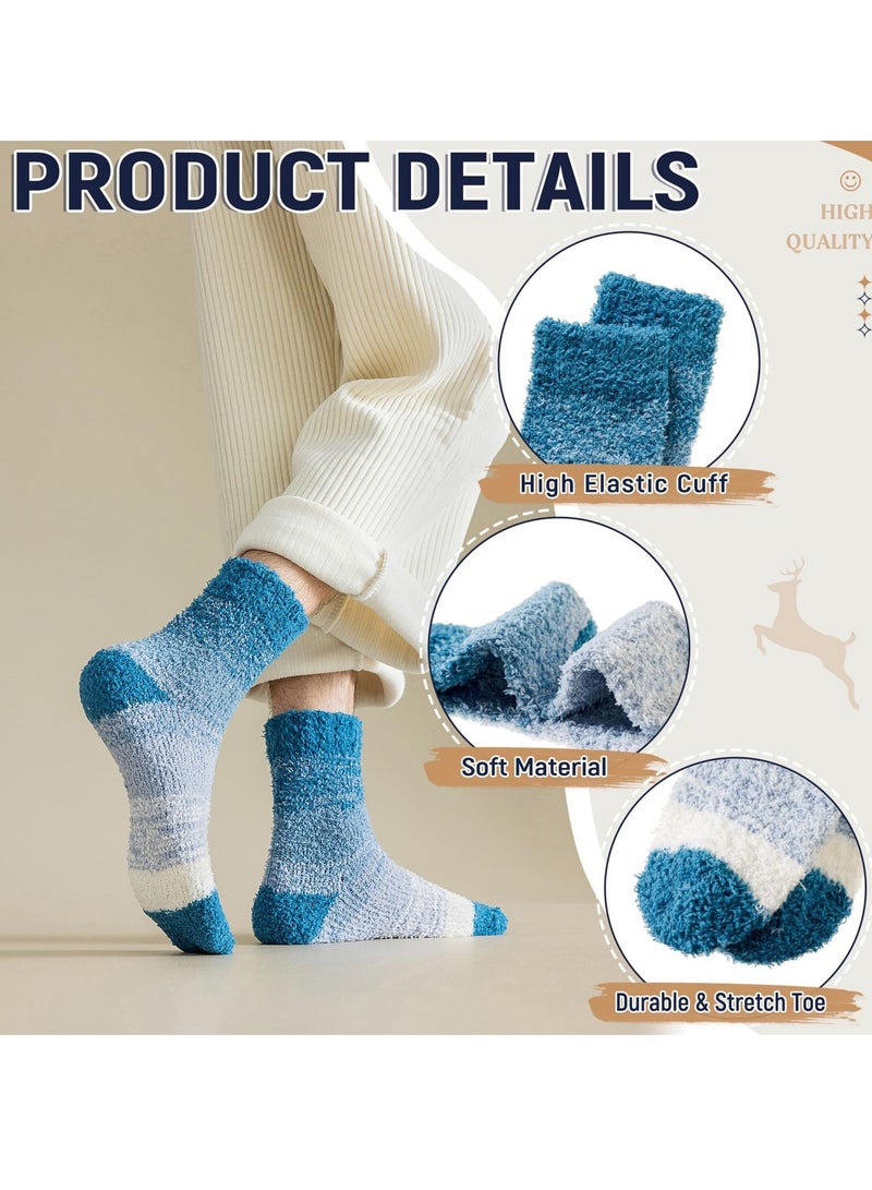 SYOSI 5 Pairs Slipper Fluffy Socks for Men, Thermal Bed Socks Warm Winter Socks Men High Elasticity Socks Breathable Sleeping Socks Fleece Socks Thick Cosy Boot Socks for Hiking  - Image 3