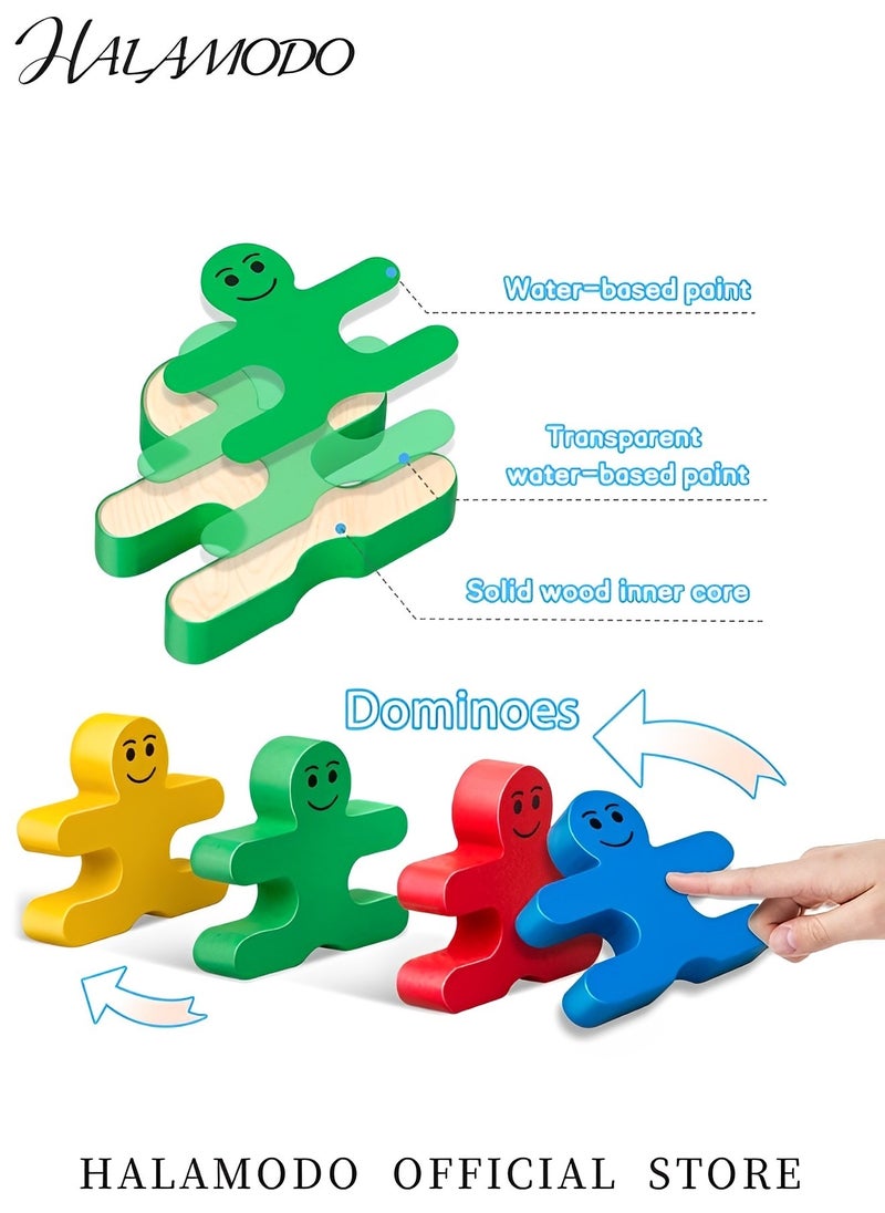 16PCS Kid's Wooden Balancing Building Blocks Colorful People Shaped Stacking Blocks Sensory Educational Toys Family Interactive Games Birthday Gifts for Boys & Girls & Preschoolers