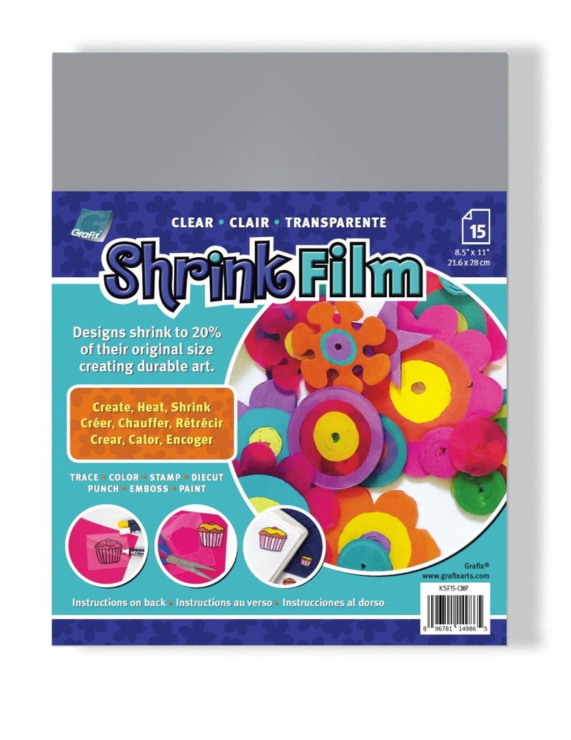 Grafix Shrink Film Clear Transparent 85x11 Sheets Design Your Art and Shrink It to Create Jewelry Embellishments Paper Crafts Gift Tags Ornaments and More Pack of 15 - Image 3
