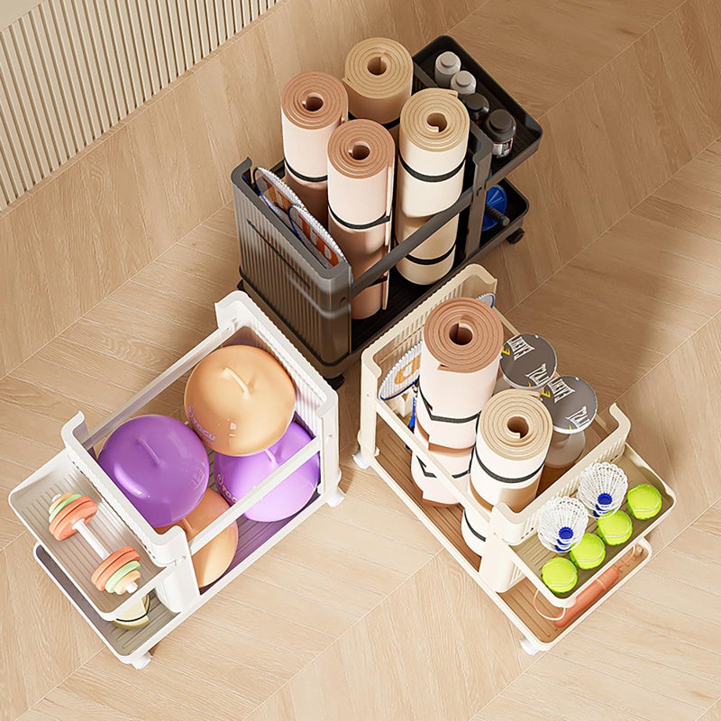 plysbmlygj Foldable Storage Cart with 4 Wheels, White ABS Utility Rack for Home Gym Dumbbells, Office and Bathroom - Image 4