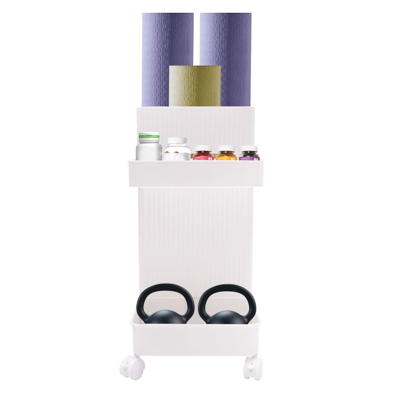 plysbmlygj Foldable Storage Cart with 4 Wheels, White ABS Utility Rack for Home Gym Dumbbells, Office and Bathroom - Image 2