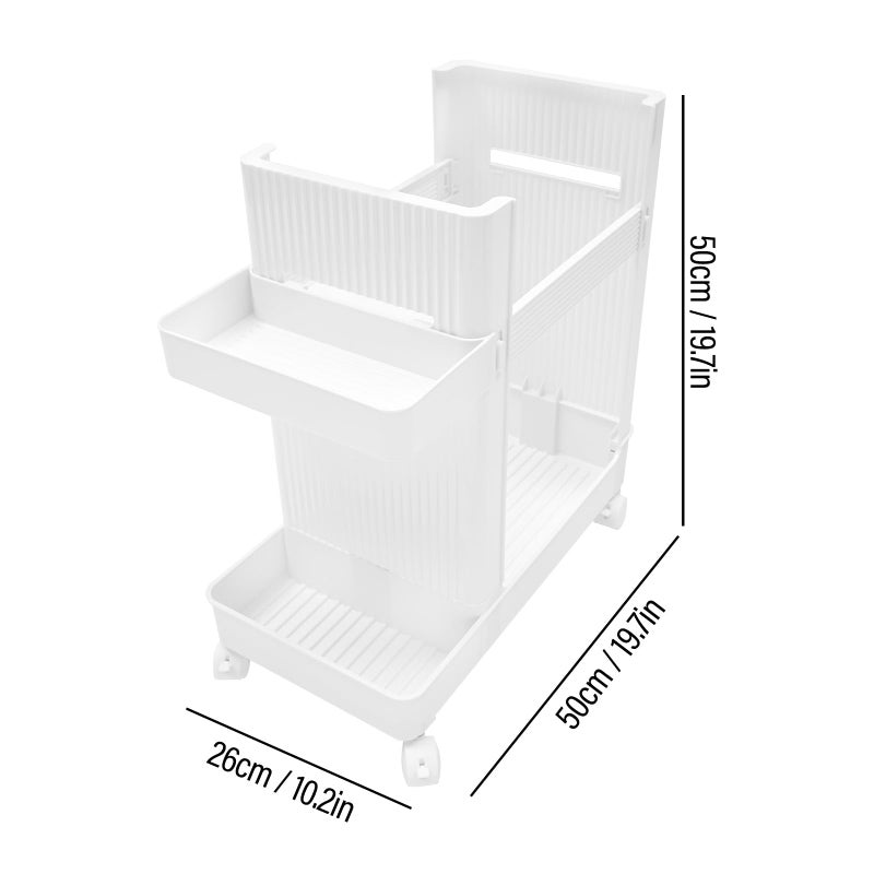 plysbmlygj Foldable Storage Cart with 4 Wheels, White ABS Utility Rack for Home Gym Dumbbells, Office and Bathroom - Image 3