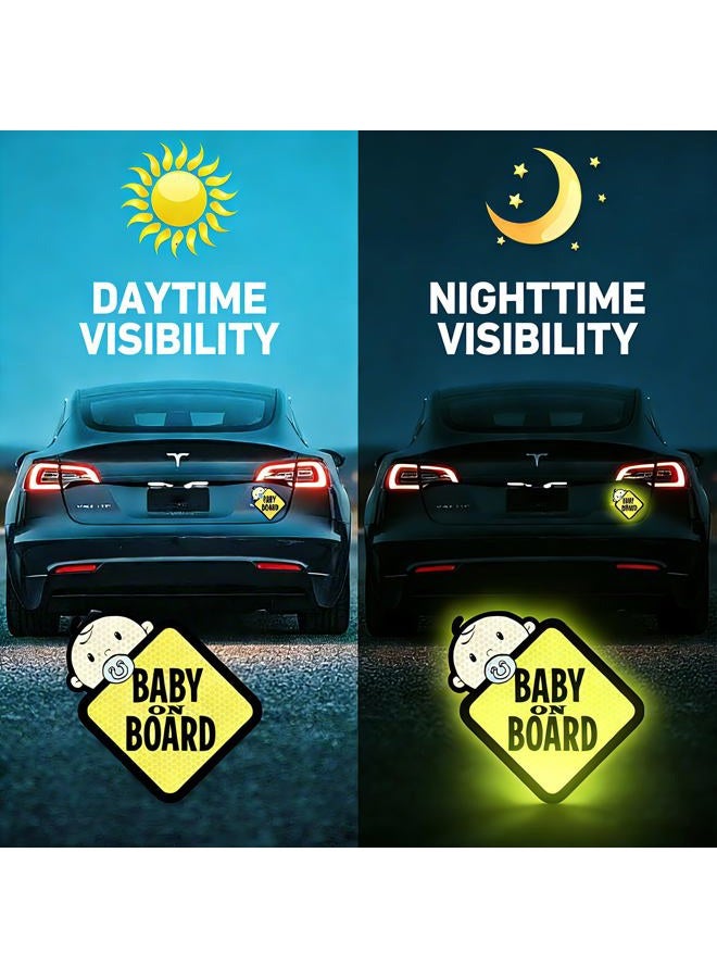 TIPSANGGO Baby On Board Sticker for Cars- 2Pack Baby in Car High Intensity Reflective Waterproof Vinyl Safety Car Signs for Rear, Side Windows, Bumpers - Image 3