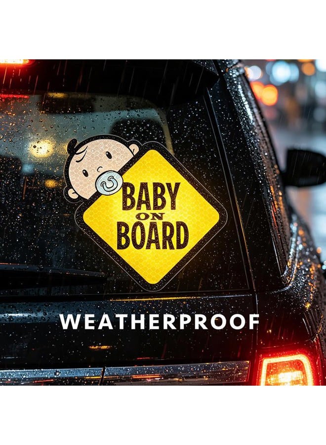 TIPSANGGO Baby On Board Sticker for Cars- 2Pack Baby in Car High Intensity Reflective Waterproof Vinyl Safety Car Signs for Rear, Side Windows, Bumpers - Image 2