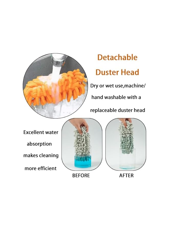 erorex Extendable Microfiber Duster with Replaceable Head - Hand Washable, Detachable Pole - Ideal for Office, Car, Furniture, and More - Image 4