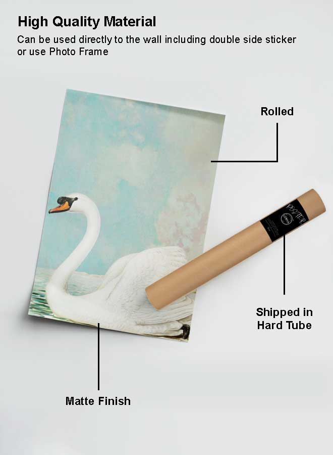 LOWHA Poster Painting Art With Four Separate Pieces Of Double-Sided Stickers Swan Paint Art For Home Bedroom Living Room And Office Decor - Image 2