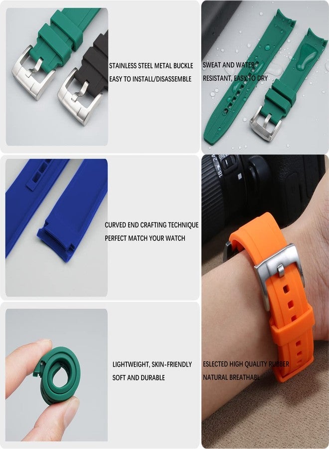 YISIWERA 22mm Silicone Watch Band Premium Crafter Universal Black Curved Rubber Watch Bands Strap Bracelet Brushed Stainless Steel Pin Buckle For Men Women - Image 5