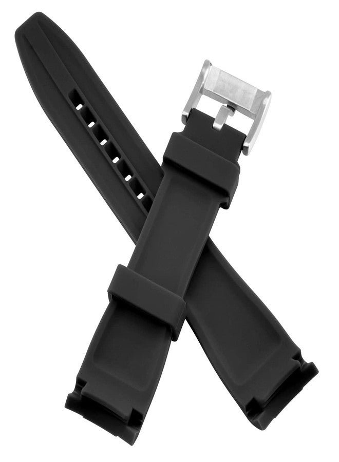 YISIWERA 22mm Silicone Watch Band Premium Crafter Universal Black Curved Rubber Watch Bands Strap Bracelet Brushed Stainless Steel Pin Buckle For Men Women - Image 3