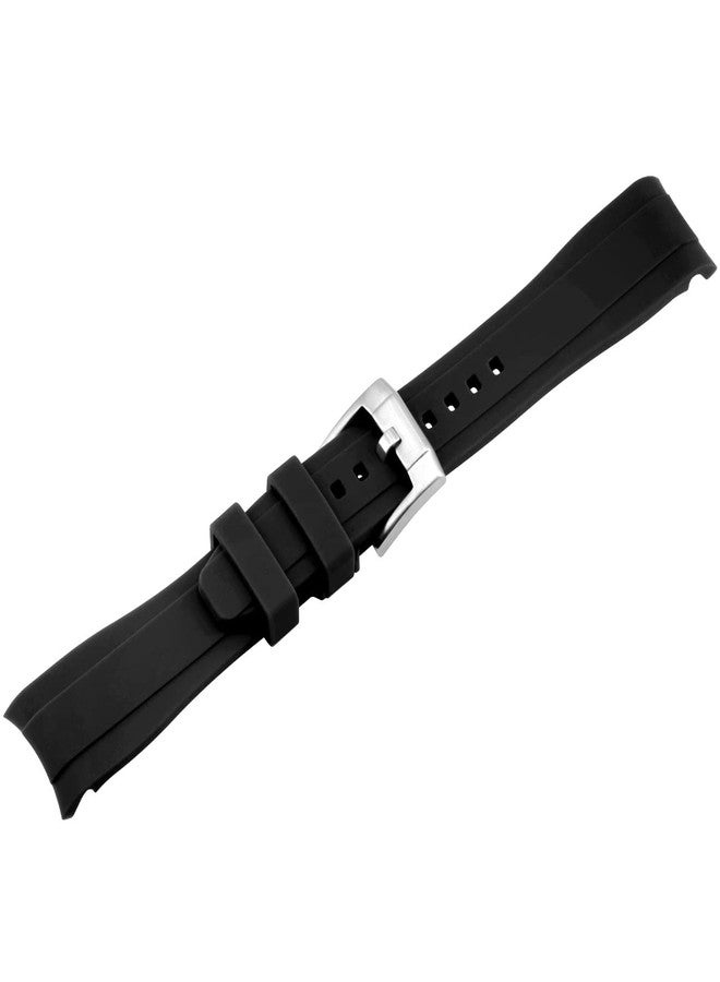 YISIWERA 22mm Silicone Watch Band Premium Crafter Universal Black Curved Rubber Watch Bands Strap Bracelet Brushed Stainless Steel Pin Buckle For Men Women - Image 2