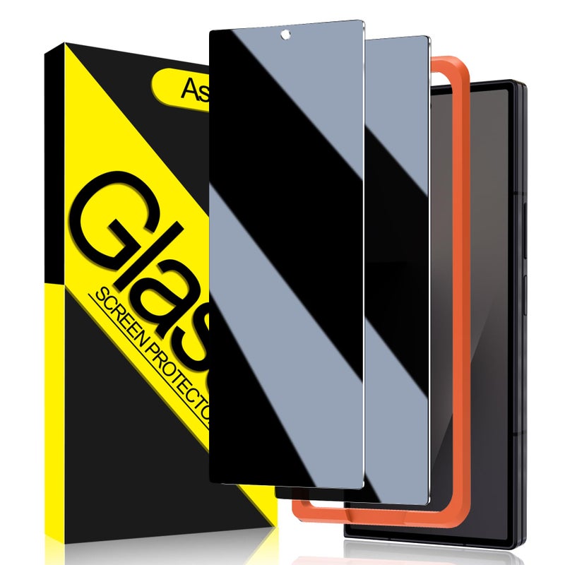 Asstar 2 Pack Samsung Galaxy Z Fold 7 Privacy Screen Protector, 9H Hardness Tempered Glass Front Privacy Screen Protector for Samsung Galaxy Z Fold 7 with Alignment Frame, Anti-Scratch Case Friendly Accessories Bubble Free - Image 1