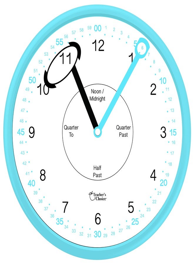 Teacher's Choice Educational Wall Clock - Silent Movement Time Teaching Clock for Teacher's Classrooms and Kid's Bedrooms with Window Hands, Perfect for Children with Special Needs. - Image 1