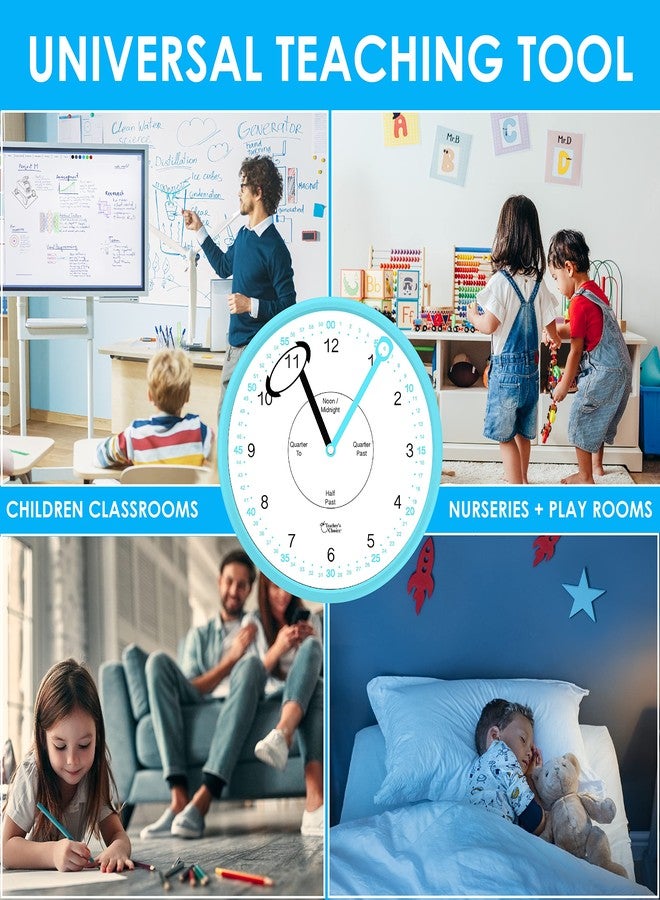 Teacher's Choice Educational Wall Clock - Silent Movement Time Teaching Clock for Teacher's Classrooms and Kid's Bedrooms with Window Hands, Perfect for Children with Special Needs. - Image 3