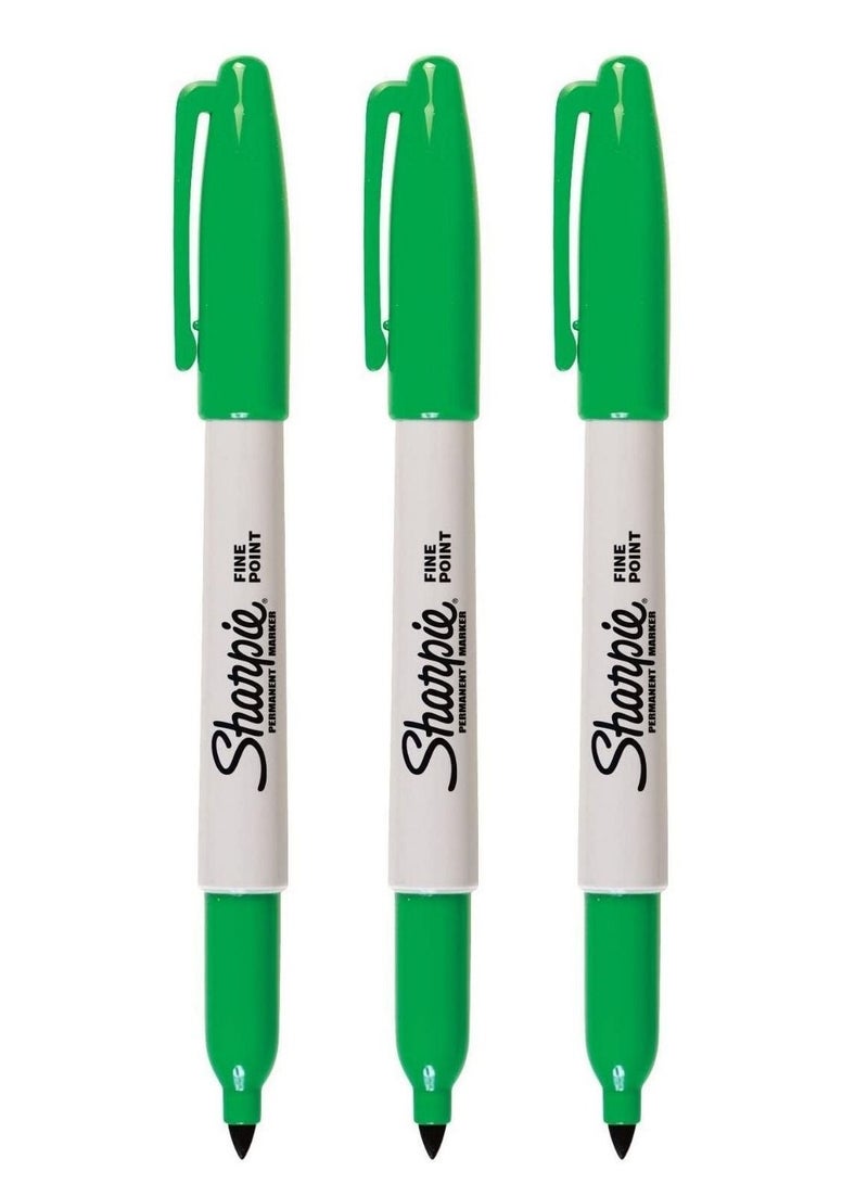 Sharpie 3-Piece Fine Tip Permanent Marker Green Ink - Image 1
