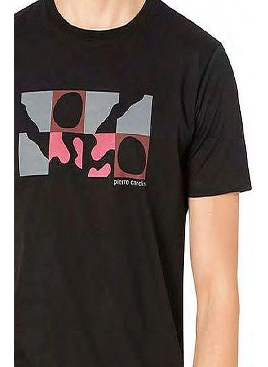 بيير كاردان 6076 Men's Short Sleeve Crew Neck Pajama Set-Black