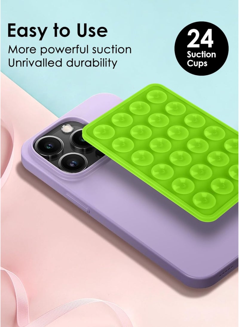 HIPOP 2pc Silicone Suction Cup Wall Stand Mat Multifunctional 24 Square Suction Phone Anti-Slip Wall Phone Holder Mount | Green  - Image 2