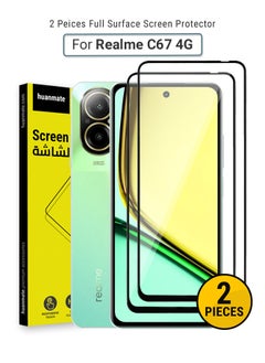 2 Pieces Realme C67 4G Screen Protector – Premium Edge to Edge Tempered Glass, High Transparency, Delicate Touch, Anti-Explosion, Smooth Arc Edges, Easy Installation