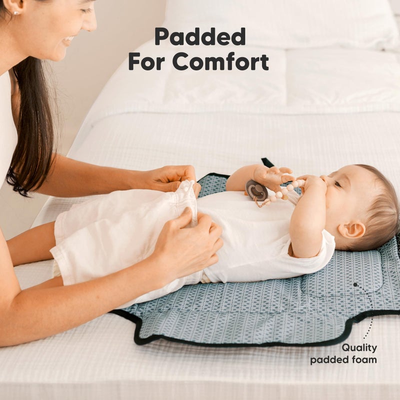 KeaBabies Portable Diaper Changing Pad - Large Waterproof Baby Changing Mat, Compact Travel Diaper Clutch, Functional Pockets Fit Newborn Essentials, Wipeable & Padded Baby Changer (Black Geo) - Image 4