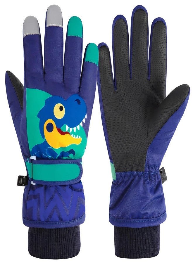 DARCHEN 3-12 Kids Snow Gloves Boys Winter Waterproof Ski Snowboarding Insulated Warm Windproof Cold Weather Sports Age Girls Years Olds (M-GDinosaur, S 3-6 Years Old Kids) - Image 1