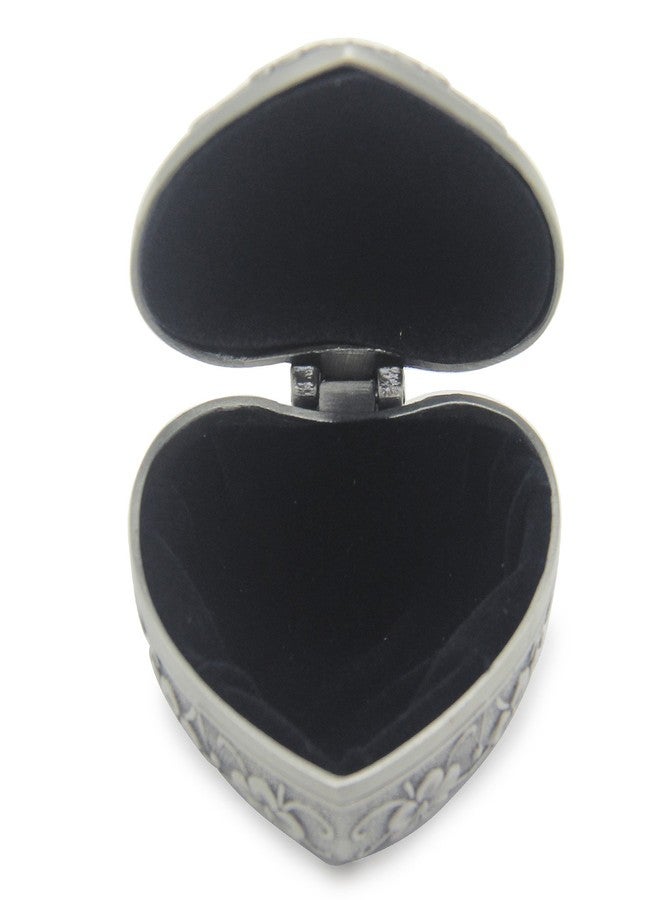AVESON Classic Vintage Antique Heart Shape Jewelry Box Ring Small Trinket Storage Organizer Chest Christmas Gift, Silver - Image 5