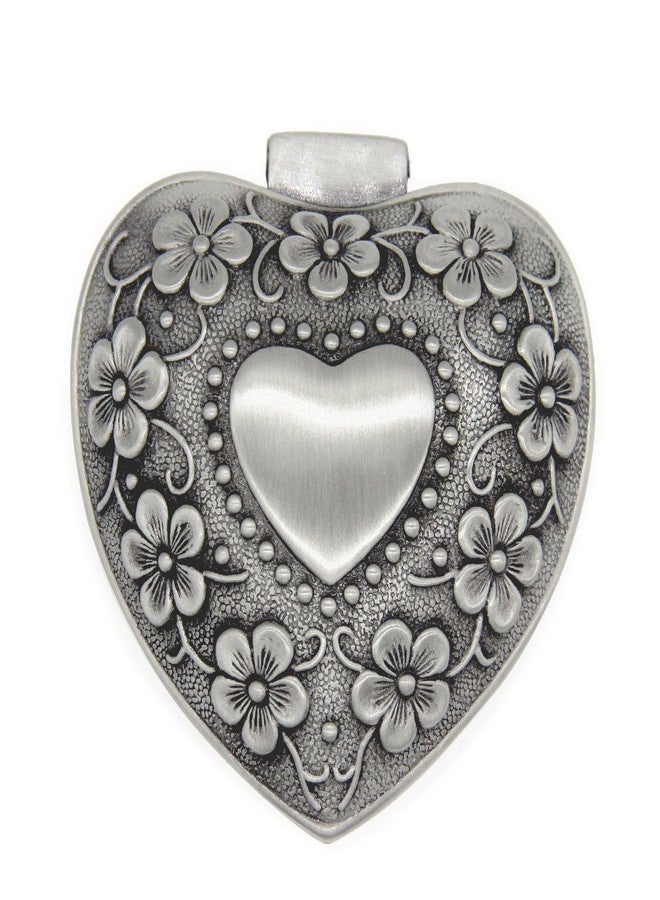 AVESON Classic Vintage Antique Heart Shape Jewelry Box Ring Small Trinket Storage Organizer Chest Christmas Gift, Silver - Image 2