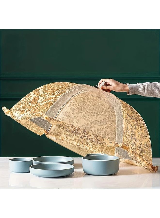 Golden Reusable Collapsible Mesh Food Cover Foldable For Outdoor Picnics Kitchen Camping - Image 1