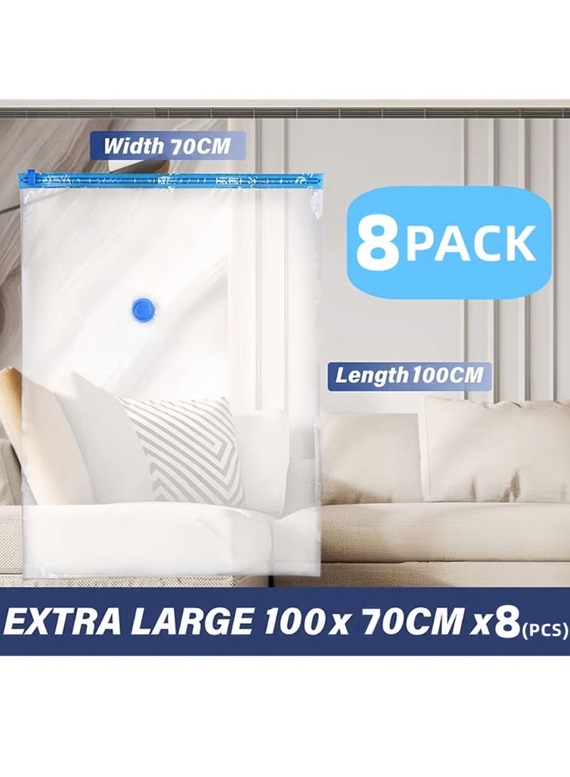 توبيتش 8 قطع أكياس فراغية ضخمة - أكياس تخزين متينة ومضادة للتسرب، أكياس упаковки مقاومة للغبار مع مضخة يدوية لملابس والبطانيات - Image 2