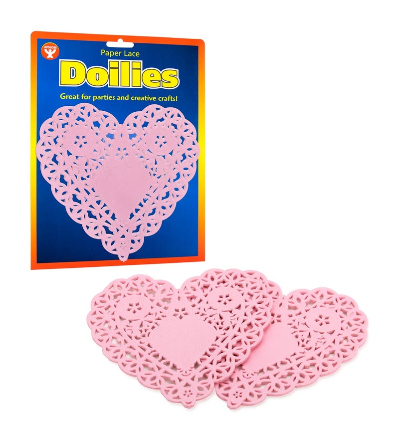 Hygloss Heart Doilies - 100 Pcs -6-Inch Pink Paper Heart Shaped Doilies for Valentines Crafts, Table Settings - Ideal for Valentine Doily, Paper Heart Doily Projects - Image 1