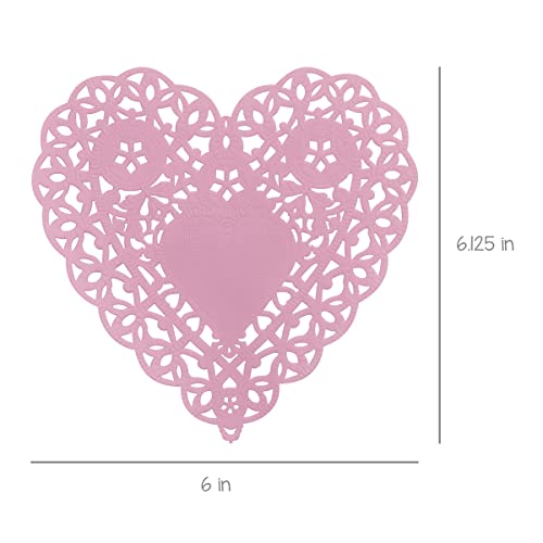 Hygloss Heart Doilies - 100 Pcs -6-Inch Pink Paper Heart Shaped Doilies for Valentines Crafts, Table Settings - Ideal for Valentine Doily, Paper Heart Doily Projects - Image 2