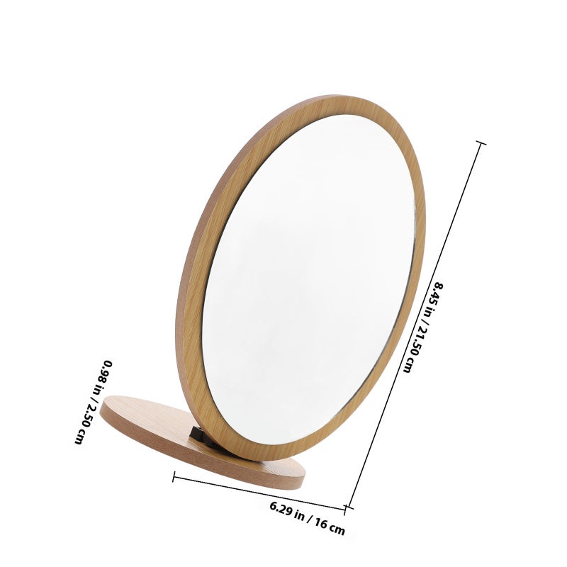 💄 مرآة مكياج مكتب قابلة للطي للمنزل والحمام بتصميم كرتوني بلون بيج - Image 2