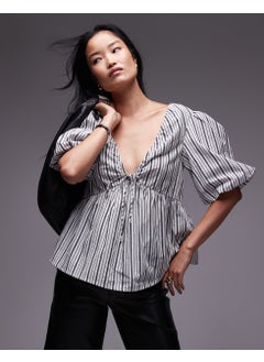 TOPSHOP Poplin Puff Sleeve Top  - Image 1