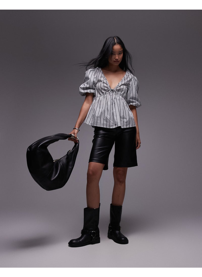 TOPSHOP Poplin Puff Sleeve Top  - Image 4