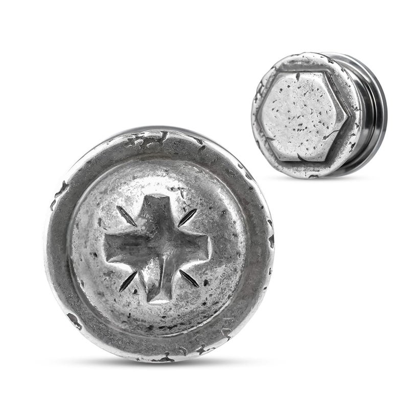 COOEAR Stainless Steel Ear Gauges Flesh Plugs and Tunnels Piercing Expander, Screw Set Stretchers 2G(6mm). - Image 1
