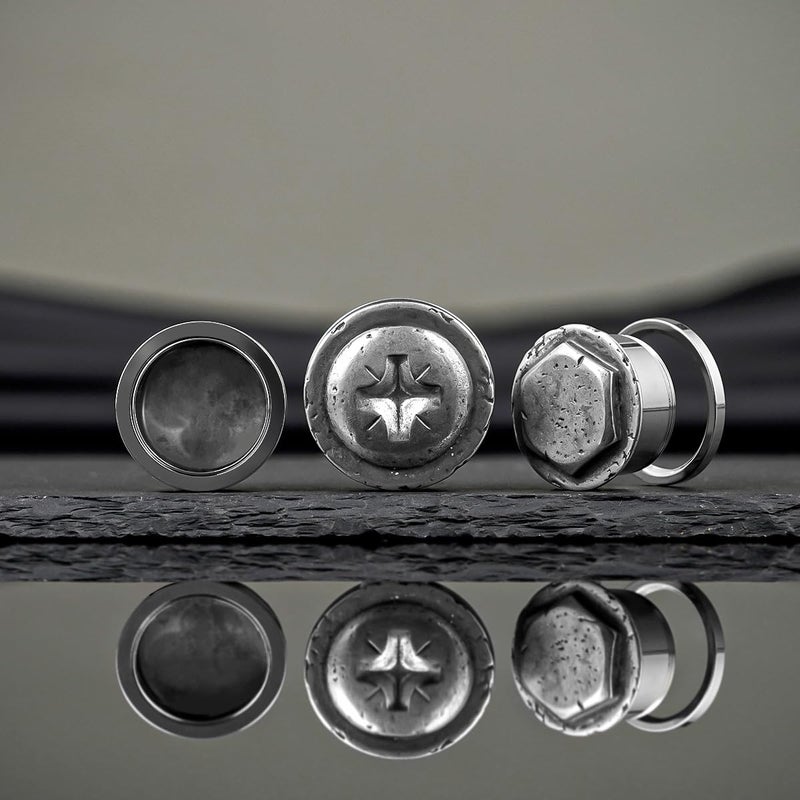 COOEAR Stainless Steel Ear Gauges Flesh Plugs and Tunnels Piercing Expander, Screw Set Stretchers 2G(6mm). - Image 2