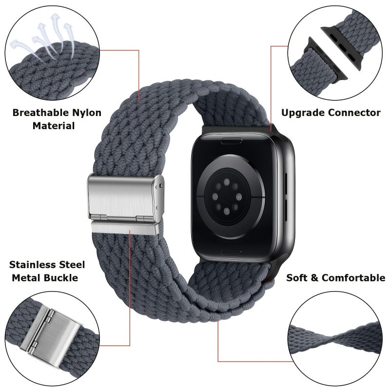 High Quality Elastic Buckle Woven Strap Compatible with Apple Watch 38 40 41 42mm S10 S11 Classic Stylish Design Suitable for Men Women - Image 4
