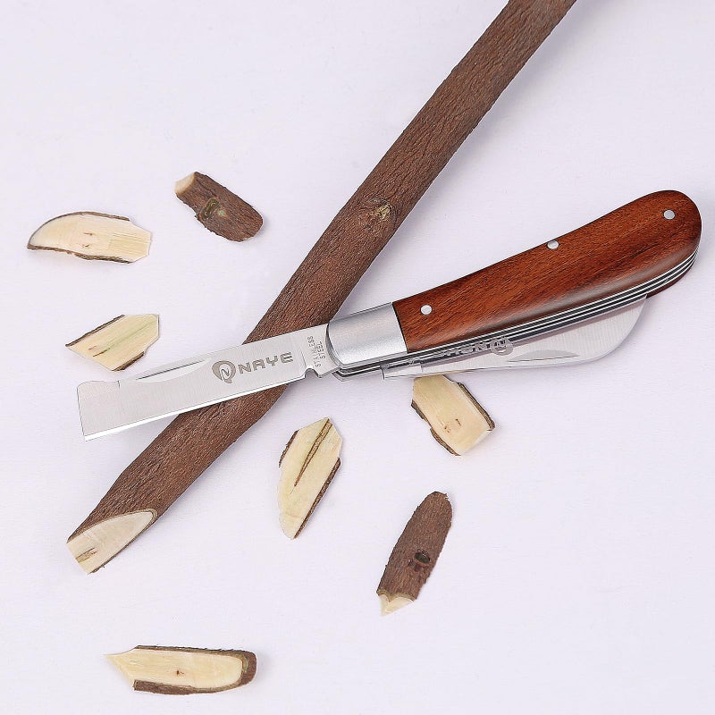 NAYE Grafting Gardening Knife,2-5/8" Curved Straight Blades Garden Knife for Budding Pruning,with Grafting Tape Plant Labels/Tree Tags - Image 3