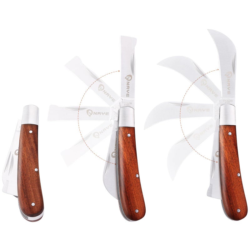 NAYE Grafting Gardening Knife,2-5/8" Curved Straight Blades Garden Knife for Budding Pruning,with Grafting Tape Plant Labels/Tree Tags - Image 5