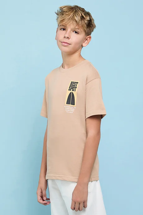R&B Printed T-Shirt with Crew Neck and Short Sleeves