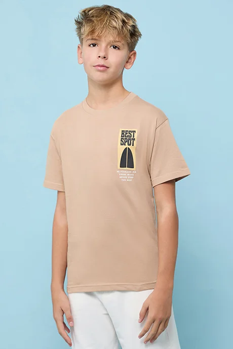 R&B Printed T-Shirt with Crew Neck and Short Sleeves