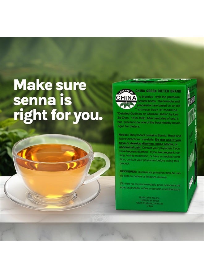 Uncle Lee's Tea شاي الحمية الأخضر الصيني - شاي ديتوكس مع سنا ملين، تخفيف الإمساك للبالغين، يدعم وزنًا صحيًا، شاي أعشاب خالي من الكافيين، 30 كيس (عبوة من 2) - Image 5