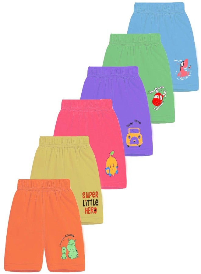 Toddylon Baby Boys & Girls Shorts Nikkar for Kids Regular Fit Cotton Summer Half Pants (Shorts Only) (Pack of 6) (6-12 Months) Multicolour - Image 1