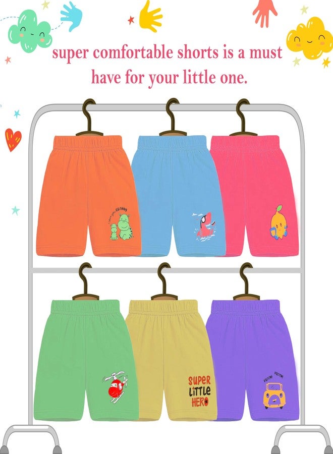 Toddylon Baby Boys & Girls Shorts Nikkar for Kids Regular Fit Cotton Summer Half Pants (Shorts Only) (Pack of 6) (6-12 Months) Multicolour - Image 5