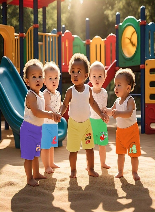 Toddylon Baby Boys & Girls Shorts Nikkar for Kids Regular Fit Cotton Summer Half Pants (Shorts Only) (Pack of 6) (6-12 Months) Multicolour - Image 3