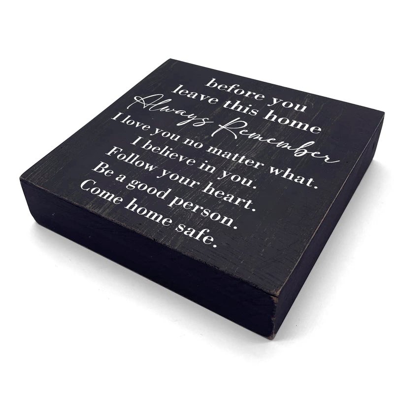 HTBIG Inspirational Home Farmhouse Decor Desk Decor Wooden Box Sign Always Remember You are Braver Than You Think Rustic Black Wood Block Plaque Box Sign for Women Family Friends Shelf Table Decoration - Image 2