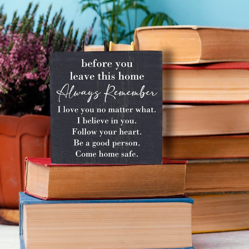 HTBIG Inspirational Home Farmhouse Decor Desk Decor Wooden Box Sign Always Remember You are Braver Than You Think Rustic Black Wood Block Plaque Box Sign for Women Family Friends Shelf Table Decoration - Image 5