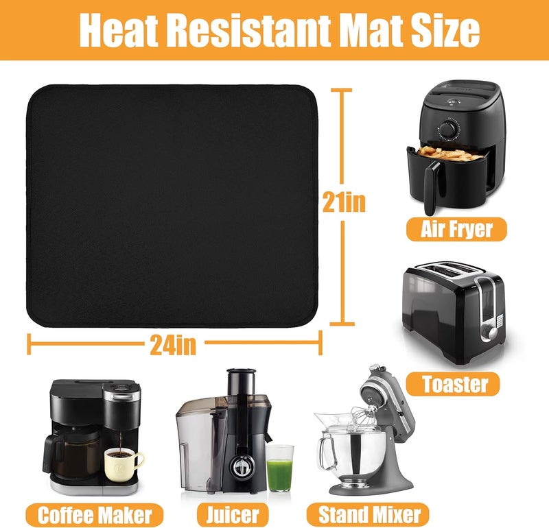 Amerbro Heat Resistant Mat for Air Fryer, 21 x 24in Heat Resistant Mat for Countertop, Fireproof Silicone Countertop Protector Appliance Slider for Air Fryer, Coffee Maker, Toaster, Oven - Black - Image 5